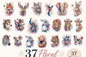 Floral animal clipart
