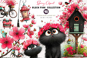 Black Pink Spring Clipart, an Illustration by CreationArt (Thumbnail 1 of 7)
