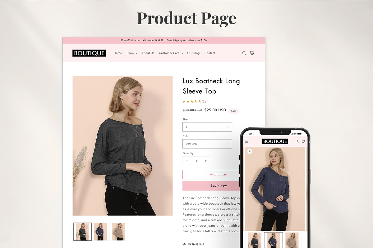 Boutique - Fashion Shopify Theme, a Templates & Theme by InspiredTheme (Photo 2 of 8)
