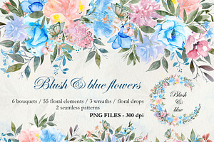 PNG Files Blush And Blue Flowers 1