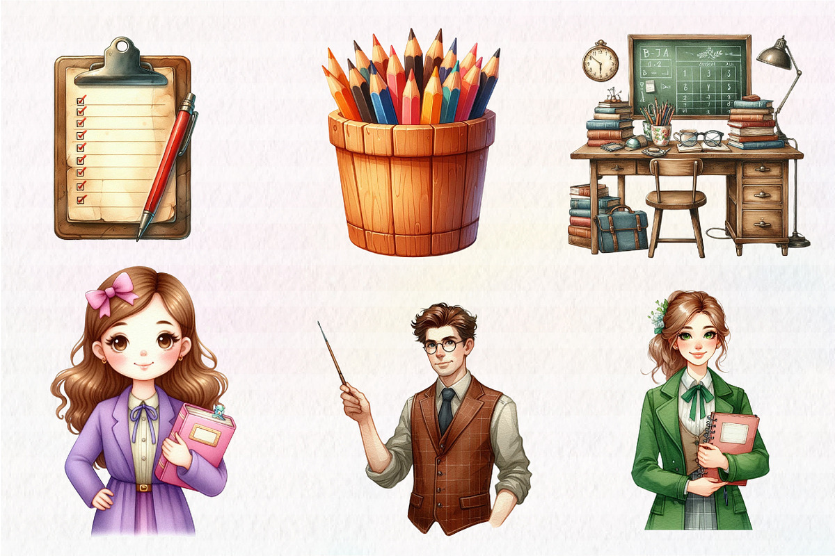 Cute Teachers Clipart, an Illustration by CreationArt (Photo 4 of 5)
