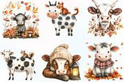 Watercolor Autumn Cow Clipart, an Illustration by CraftArtStudio (Thumbnail 3 of 6)