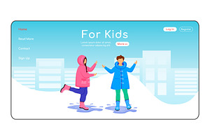 For kids landing page template, a Landing Page Template by IMG visuals characters