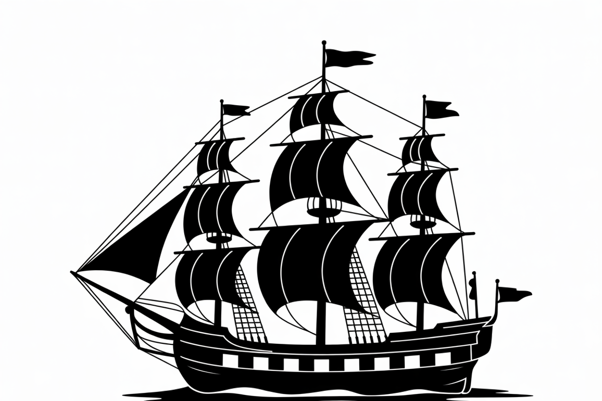 Sailing Ship Silhouette Vector, an Illustration by Amazin_art (Photo 6 of 8)