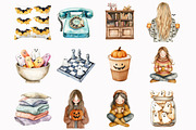 Watercolor Cozy Halloween Clipart, an Illustration by Design Market (Thumbnail 3 of 4)