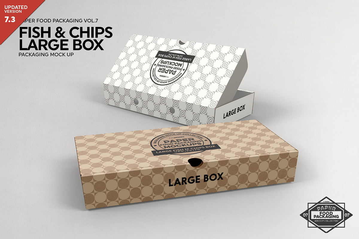 Large Fish and Chips Box Mockup, a Packaging Mockup by INCDesign (Photo 1 of 6)