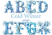 Cold Winter Alphabet Clipart, a Decorative Illustration by GlamArtZhanna (Thumbnail 1 of 5)