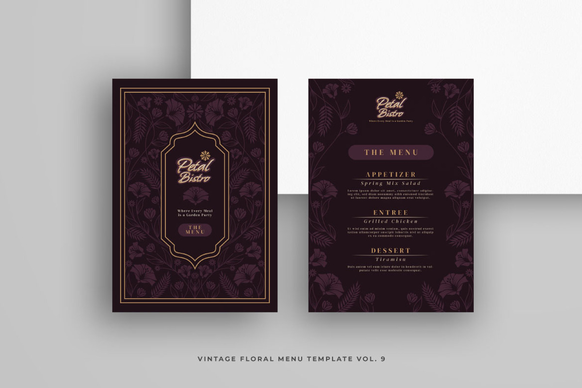 Vintage Floral Menu Vol.9, a Brochure Template by Bewalrus Studio (Photo 4 of 5)