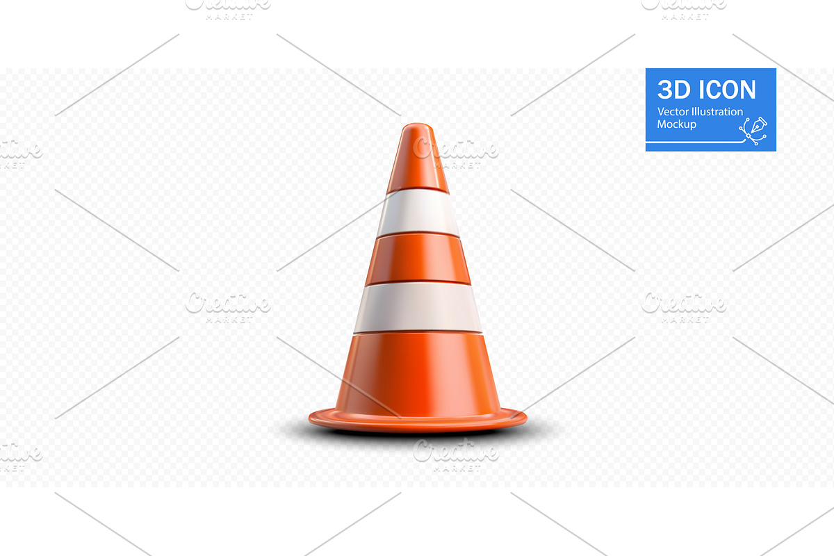 Traffic cone designed in three, an Illustration by ZinetroN