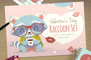 St. Valentine's Day Raccoon Set