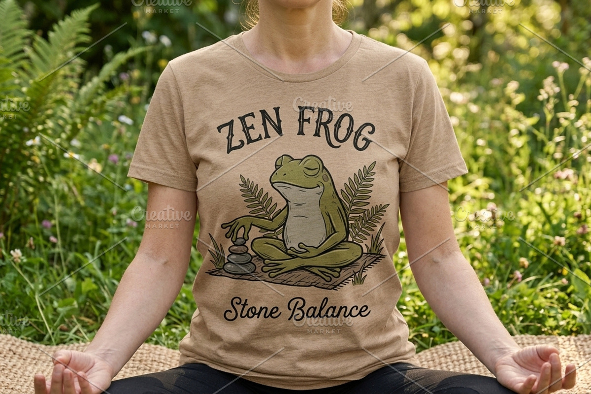 Zen frog stone balance, an Animal Illustration by Vectorlina (Photo 2 of 4)