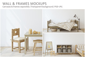 TODDLER ROOM Wall & Frames Mockup, a Poster Template by MyHomeMockups