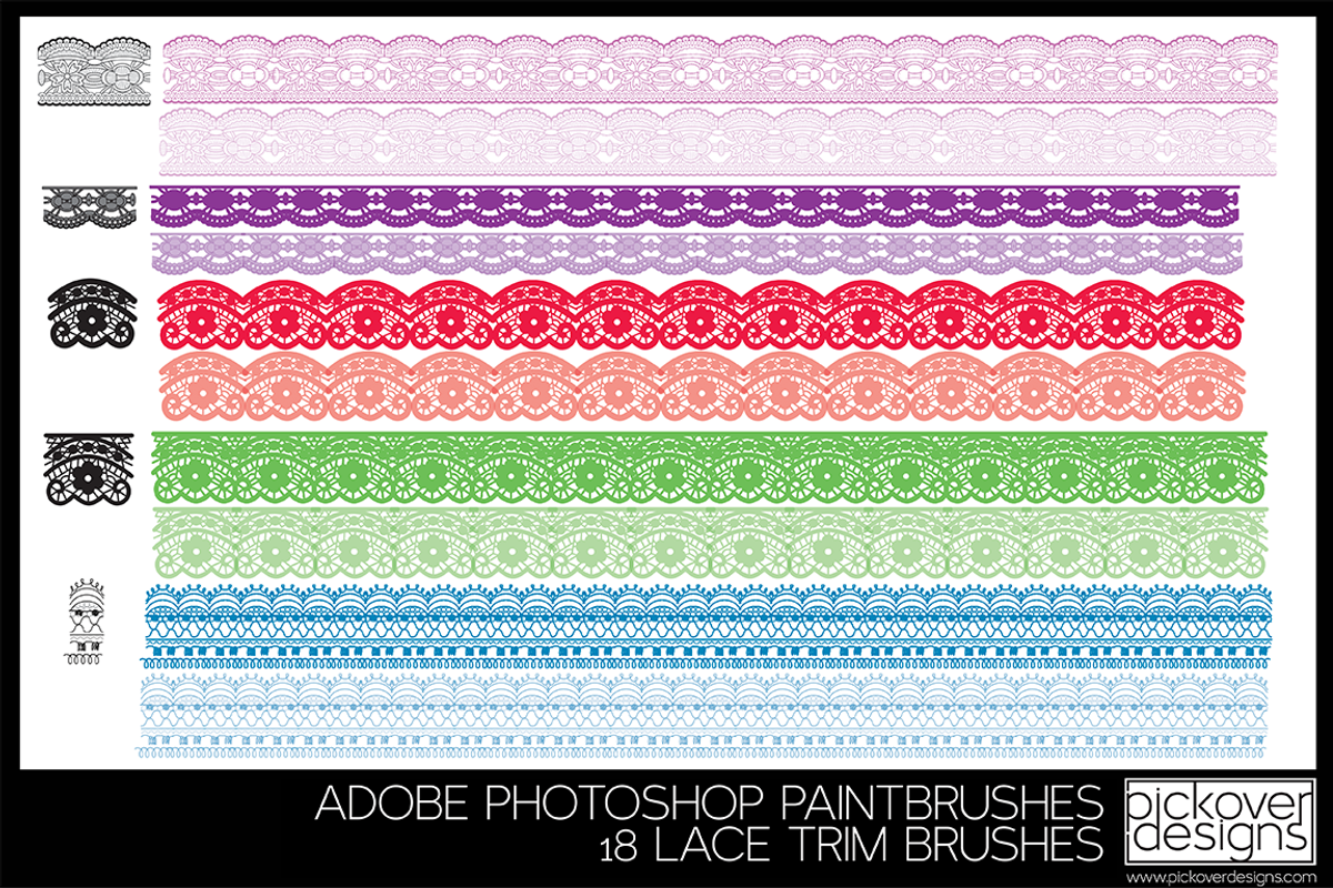 18 Lace Trim Brushes - PHOTOSHOP, a Brush Add-On by Pickover Designs (Photo 5 of 5)