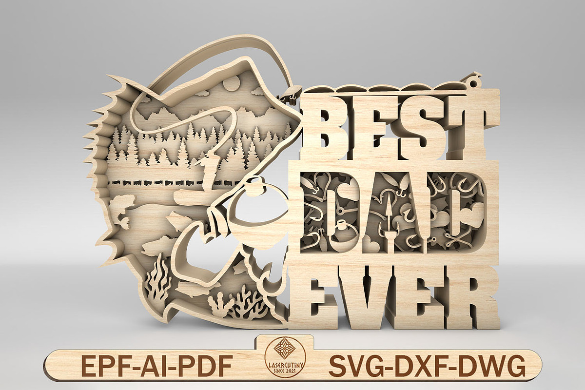 Multilayer Best Papa Ever Scene Art, a Pattern Graphic by Lasercutiny (Photo 1 of 2)