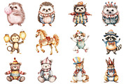 Watercolor Vintage Circus Party Anim, an Illustration by CitraGraphics (Thumbnail 2 of 5)