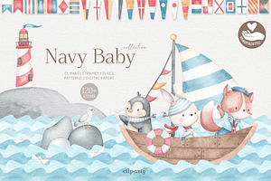 Baby Sailor - Watercolor Clipart