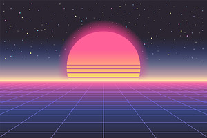 SYNTHWAVE 80s, 90s Retrowave Vector