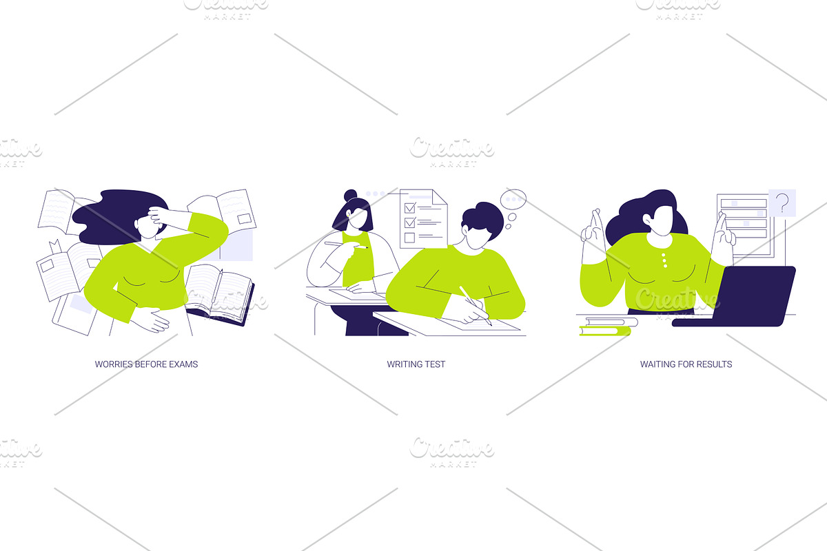 College exams isolated cartoon, an Education Illustration by Visual Generation