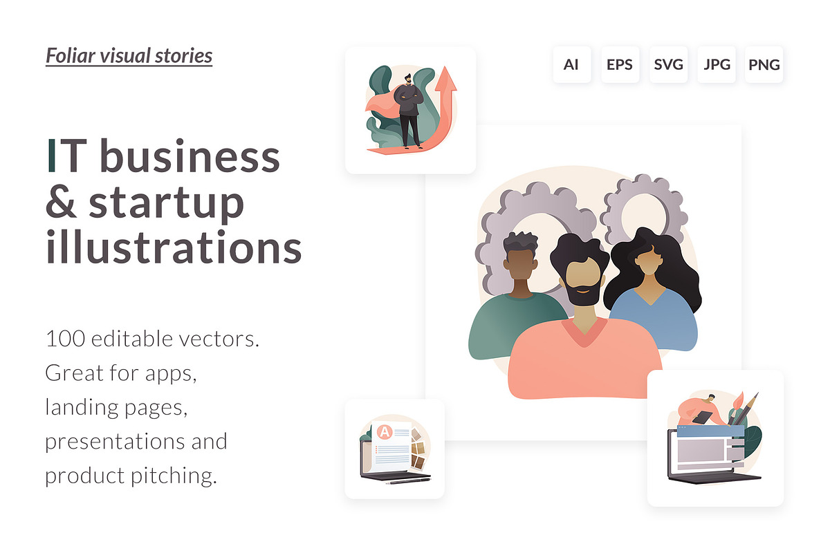 100 IT business vector illustrations, a Templates & Theme by Visual Generation (Photo 1 of 13)