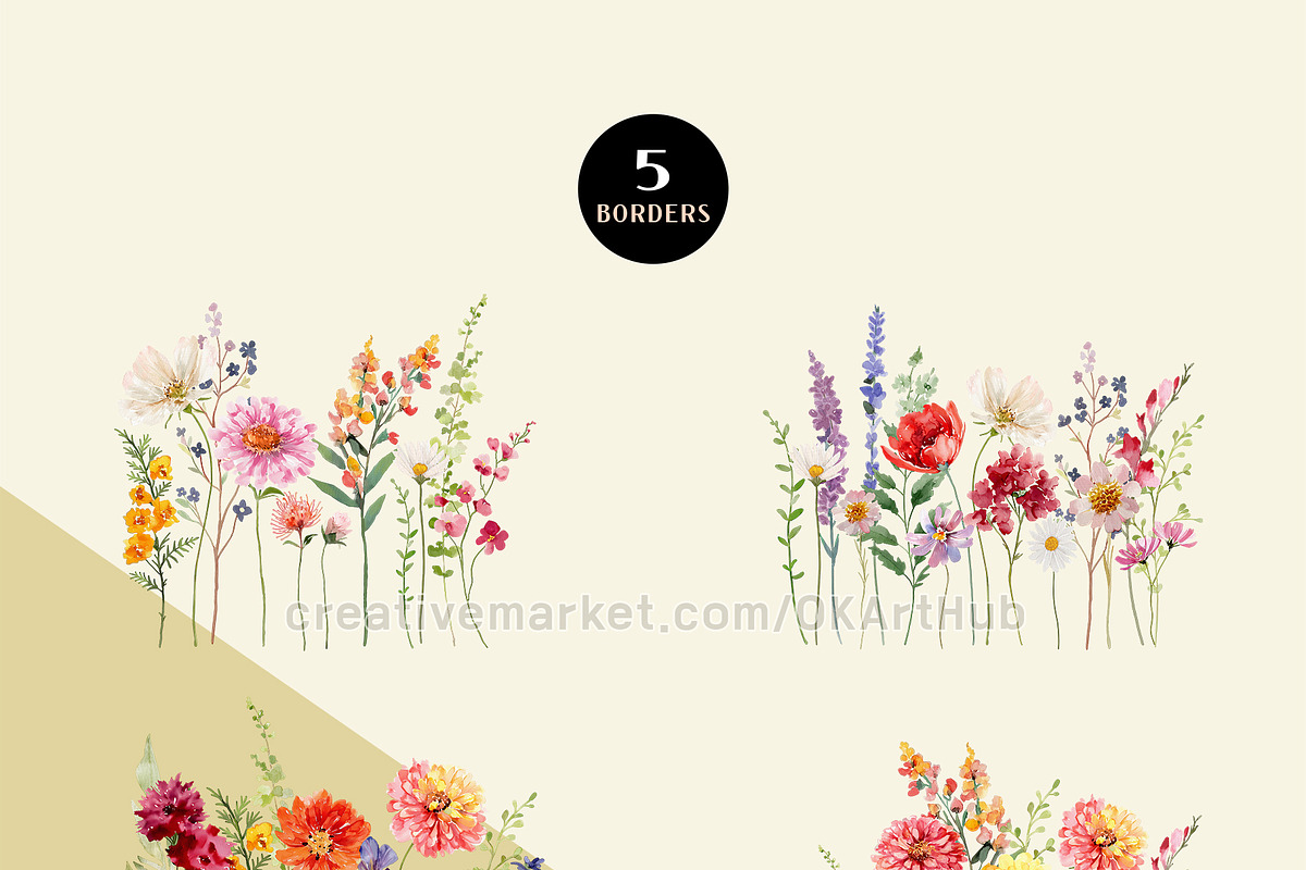 Watercolor Bright Wildflower Clipart, a Decorative Illustration by OKArtHub (Photo 4 of 9)
