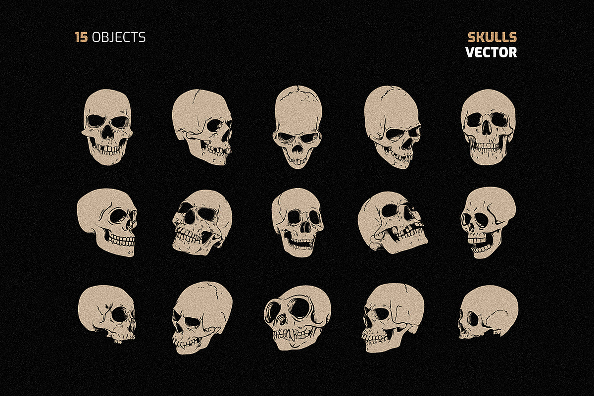 Skull Vector Set, an Illustration by Juru Rancang Graphic (Photo 2 of 5)