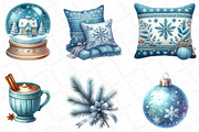 Cozy Christmas Blue Clipart, an Illustration by DreamPrint404 (Thumbnail 2 of 3)