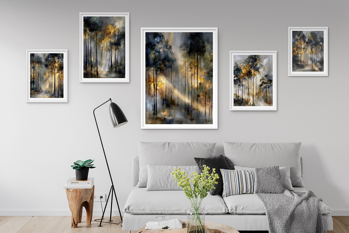 Golden Abstract Forest Illustration, a Decorative Illustration by Housui Patterns (Photo 4 of 12)