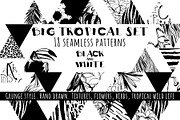 18 handdrawn tropical b&w patterns, a Decorative Illustration by VasilkovS (Thumbnail 1 of 4)