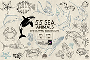 Sea animals line art + Procreate, an Illustration by Skliarova (Thumbnail 1 of 4)