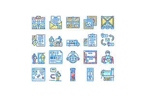 Post Office Delivery Service Icons, an Object Illustration by pikepicture