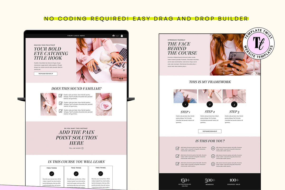 Pink Wix Editor Sales Page Template, a Wix Template by Template Twist Shop (Photo 7 of 10)