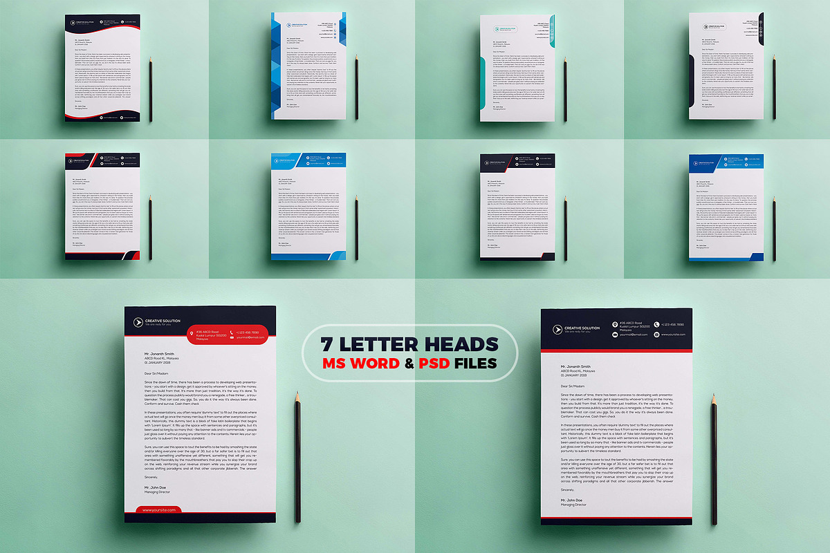 Corporate Letterhead with MS Word, a Stationery Template by GreenPixi (Photo 1 of 11)