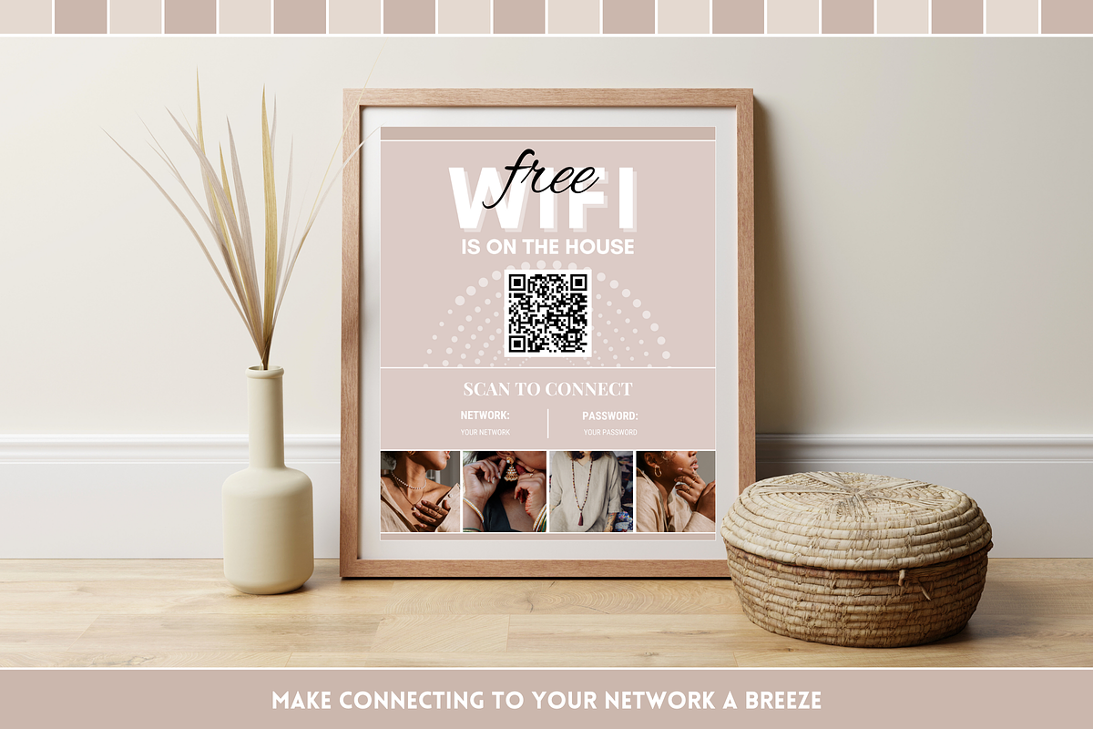 Beige WiFi QR Code Sign, a Stationery Template by SunshineStudioBoutique (Photo 9 of 11)