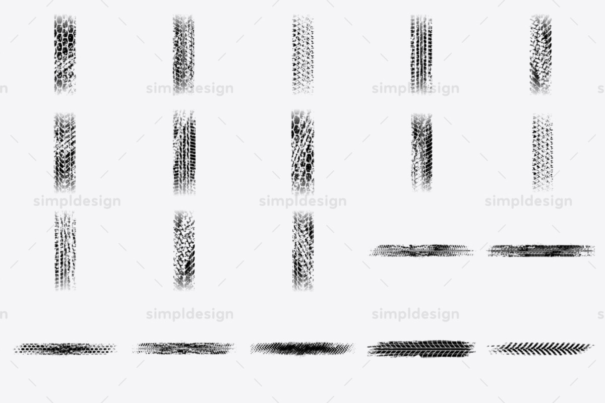 44 Tire Track Photoshop Brushes, a Brush Add-On by SimplDesign (Photo 3 of 4)