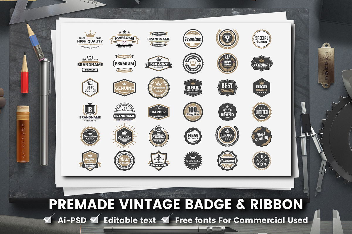 568 Vintage Objects and Badges, a Branding & Logo Template by Toonsteb (Photo 15 of 24)