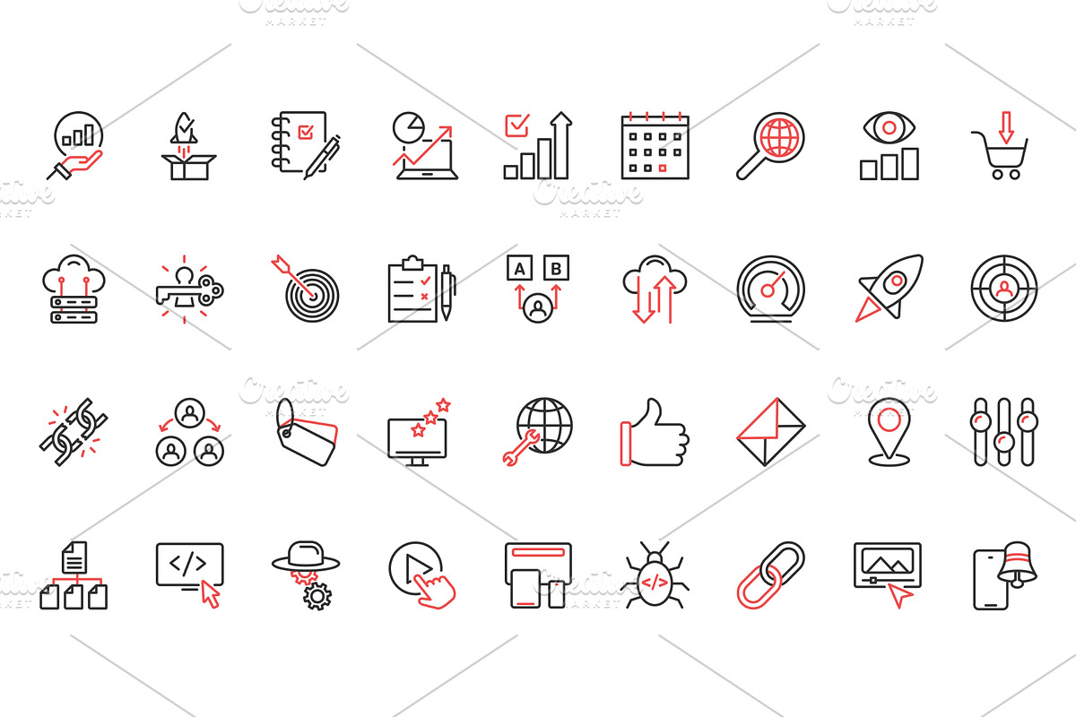 Seo online business icons, a Technology Illustration by Lemberg Vector