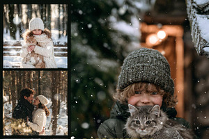 20 Realistic Snow Overlays PNG Set