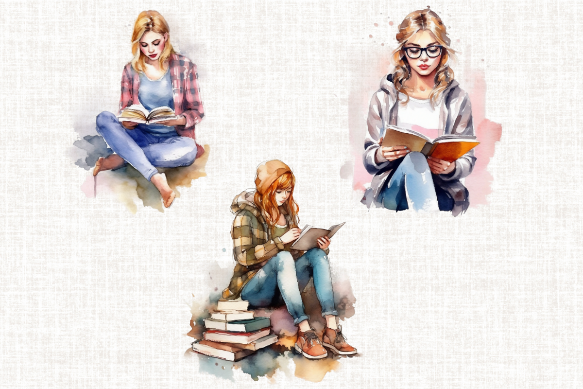 Watercolor Bookworm Clipart, a Person Illustration by Mash Mash Stickers (Photo 5 of 9)