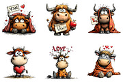 Quirky Valentine Highland Cow Clipar, an Illustration by CreationArt (Thumbnail 4 of 5)