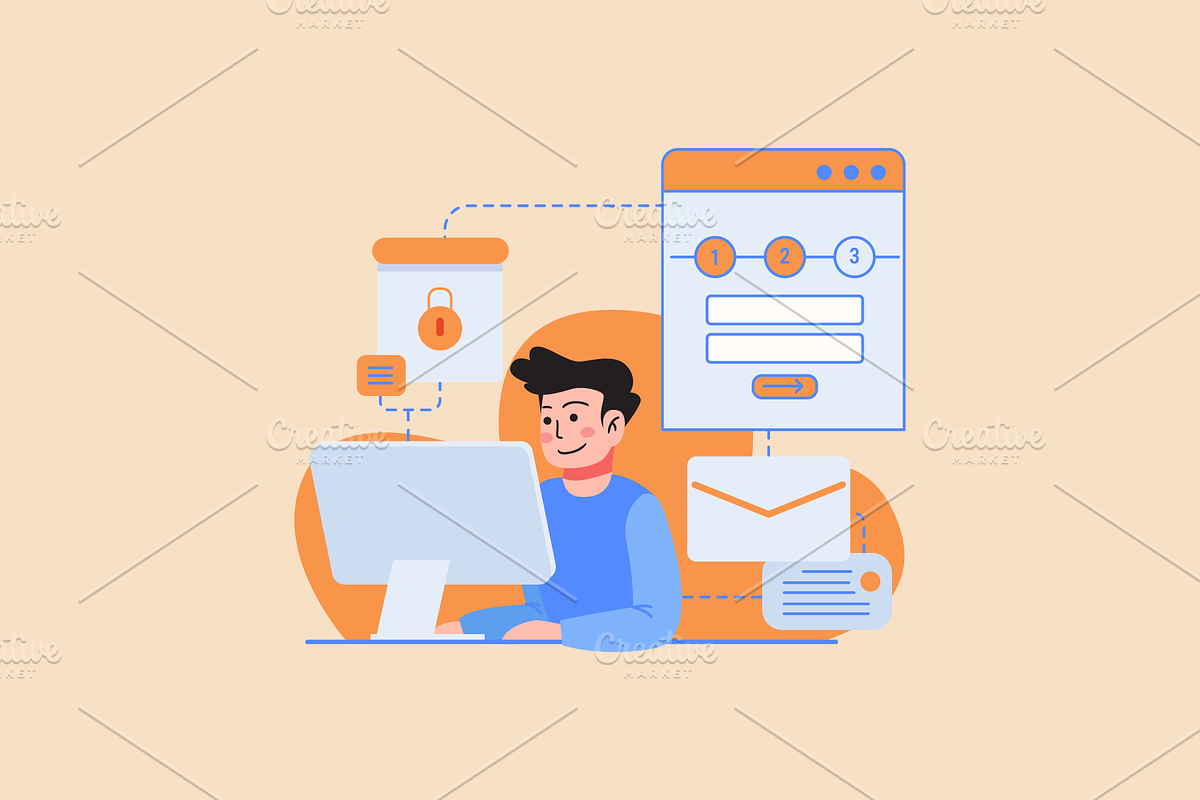Man Confirm Security Password, a Person Illustration by Ahmad_Studio