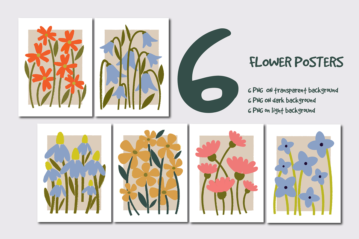 FLOWER POSTER SET (6 ILLUSTRATIONS), a Decorative Illustration by Bonfloret Studio (Photo 1 of 8)