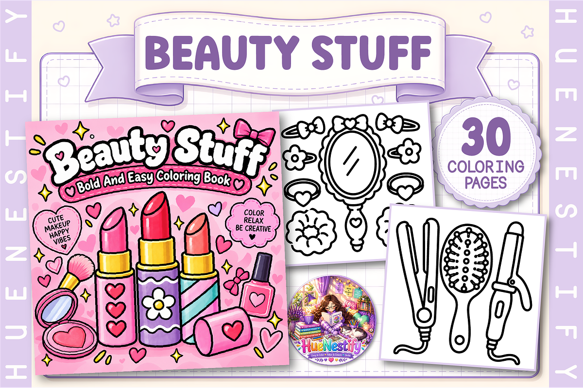Beauty Stuff Coloring Book, a Decorative Illustration by HueNestify (Photo 1 of 4)