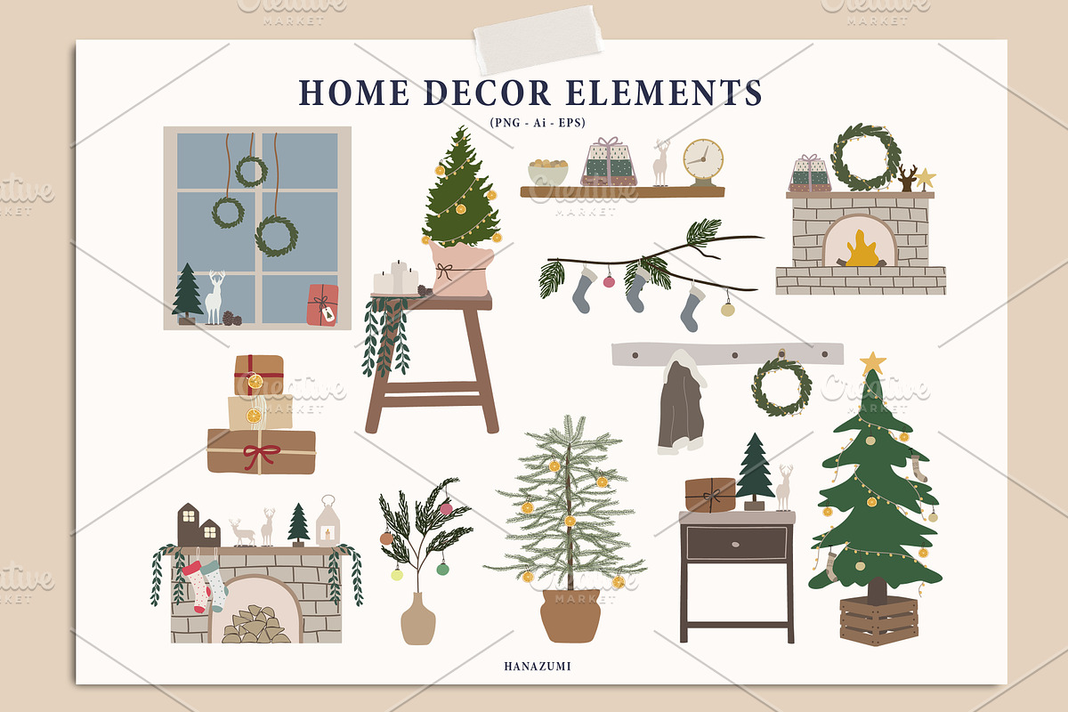 Christmas Winter Decoration, a Decorative Illustration by Hanazumi (Photo 6 of 14)