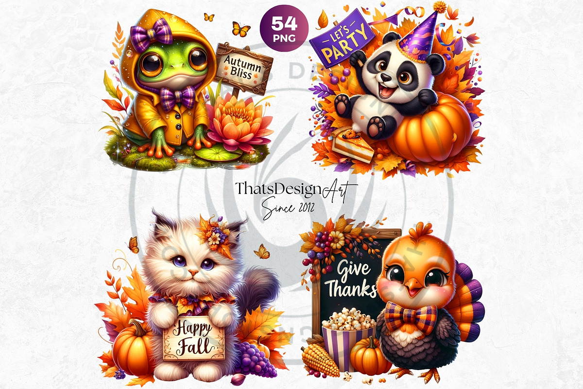 Autumn Cute animals with signs, a Seasonal Illustration by ThatsDesignArt (Photo 8 of 10)