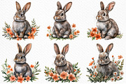 Watercolor Rabbits Clipart, an Illustration by Craft Nest (Thumbnail 7 of 9)