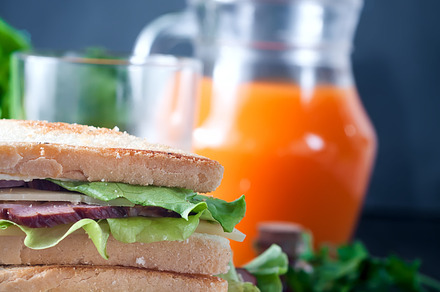 Club sandwiches on wood background stock photo containing sandwich and, a Food & Drink Photo by YuMyart
