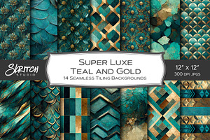 Super Luxe Teal and Gold Textures