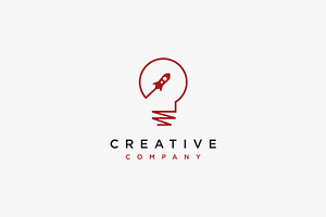 Creative Light Bulb And Rocket Logo