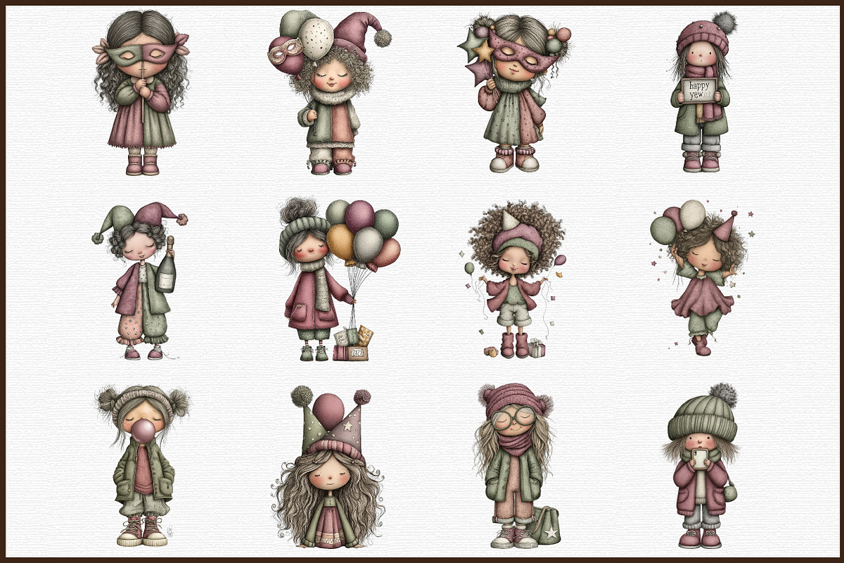 Quirky New Year Girl Clipart, an Illustration by Sublimation Artist (Photo 3 of 6)
