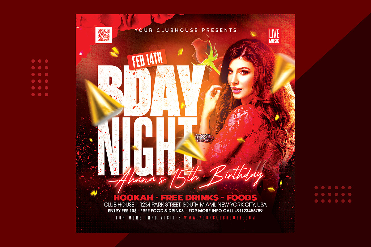 Birthday Night Party, a Flyer Template by MithilaCreation (Photo 3 of 6)